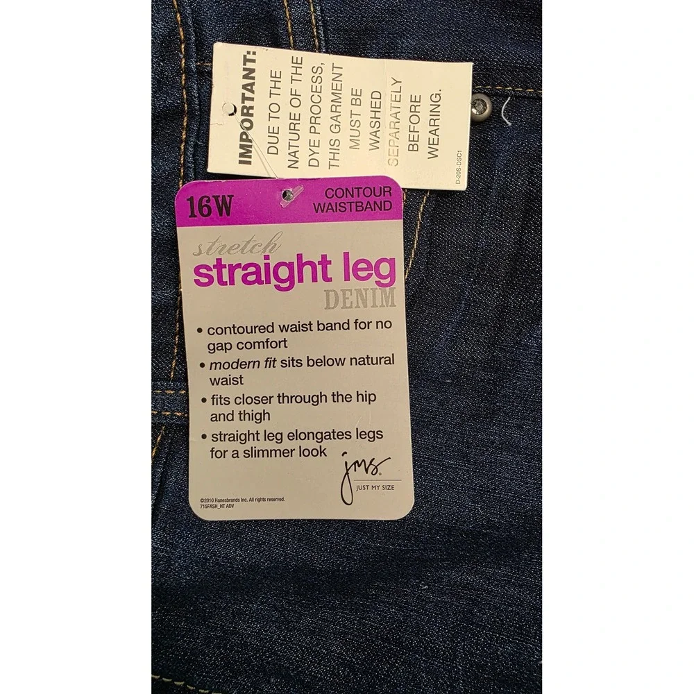 Just My Size JMS Womens 16W Stretch Straight Leg Jeans Dark Wash Studded Pockets